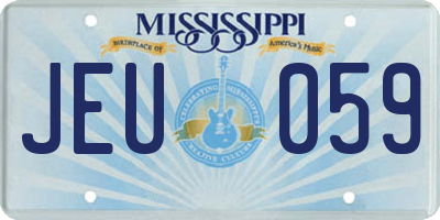 MS license plate JEU059