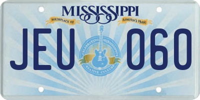 MS license plate JEU060