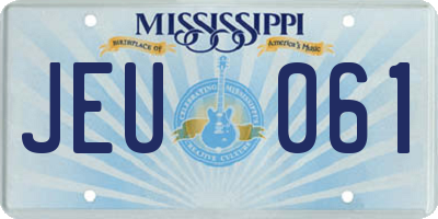 MS license plate JEU061