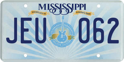 MS license plate JEU062