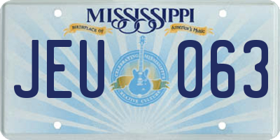 MS license plate JEU063