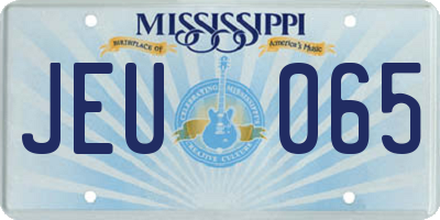 MS license plate JEU065