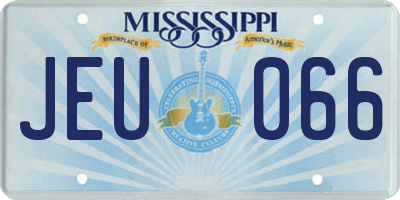MS license plate JEU066