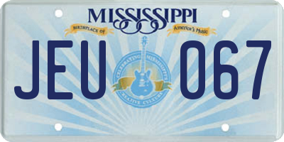 MS license plate JEU067