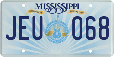 MS license plate JEU068