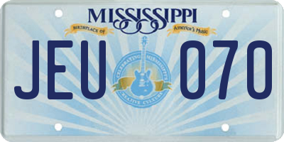 MS license plate JEU070