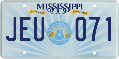 MS license plate JEU071