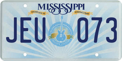 MS license plate JEU073