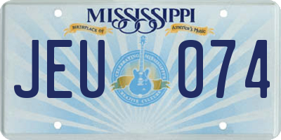 MS license plate JEU074
