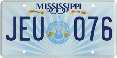 MS license plate JEU076