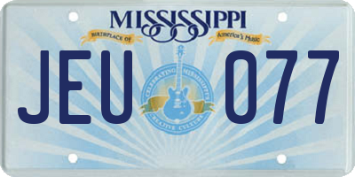 MS license plate JEU077