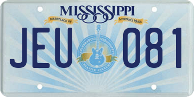 MS license plate JEU081