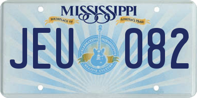 MS license plate JEU082