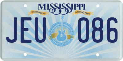 MS license plate JEU086