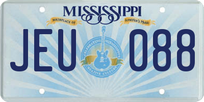 MS license plate JEU088