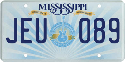 MS license plate JEU089