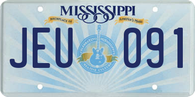 MS license plate JEU091