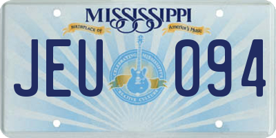 MS license plate JEU094