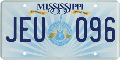 MS license plate JEU096
