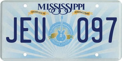 MS license plate JEU097