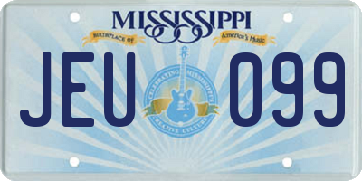 MS license plate JEU099