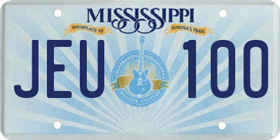 MS license plate JEU100