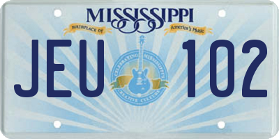 MS license plate JEU102
