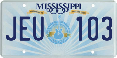 MS license plate JEU103