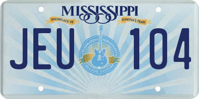 MS license plate JEU104