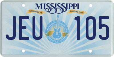 MS license plate JEU105
