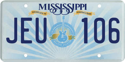 MS license plate JEU106