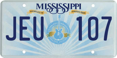 MS license plate JEU107