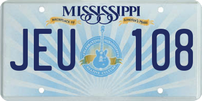 MS license plate JEU108