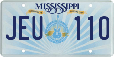 MS license plate JEU110