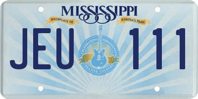 MS license plate JEU111