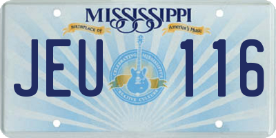 MS license plate JEU116