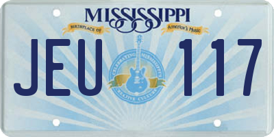 MS license plate JEU117