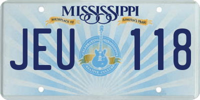 MS license plate JEU118