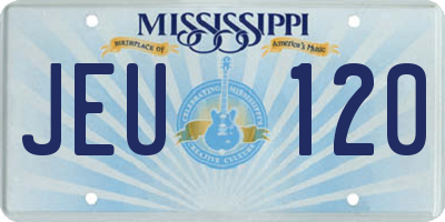 MS license plate JEU120