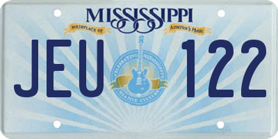MS license plate JEU122