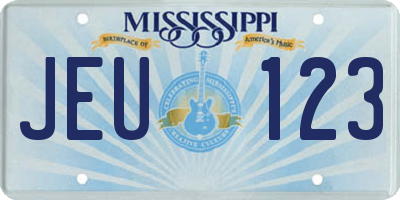 MS license plate JEU123