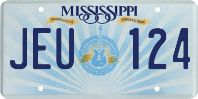 MS license plate JEU124