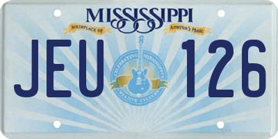 MS license plate JEU126