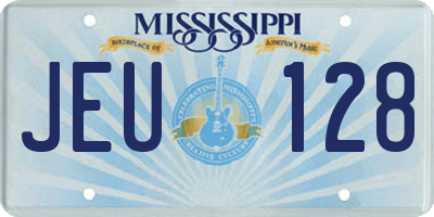 MS license plate JEU128