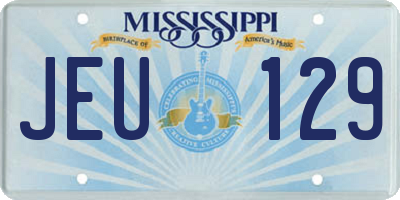 MS license plate JEU129