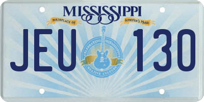MS license plate JEU130