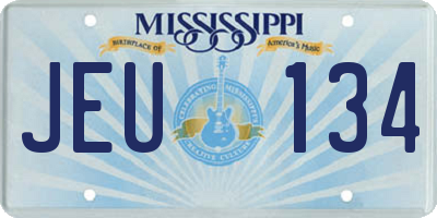 MS license plate JEU134