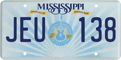 MS license plate JEU138