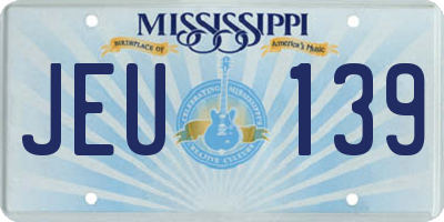 MS license plate JEU139