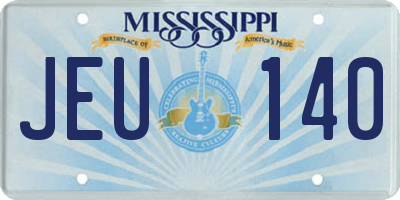 MS license plate JEU140